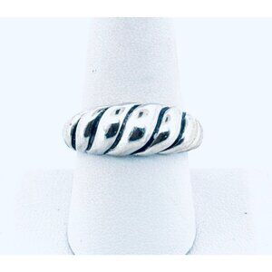 Estate Carolyn Pollack 925 Sterling Silver Ribbed Dome Twist Ring, Size 9, 7.2g